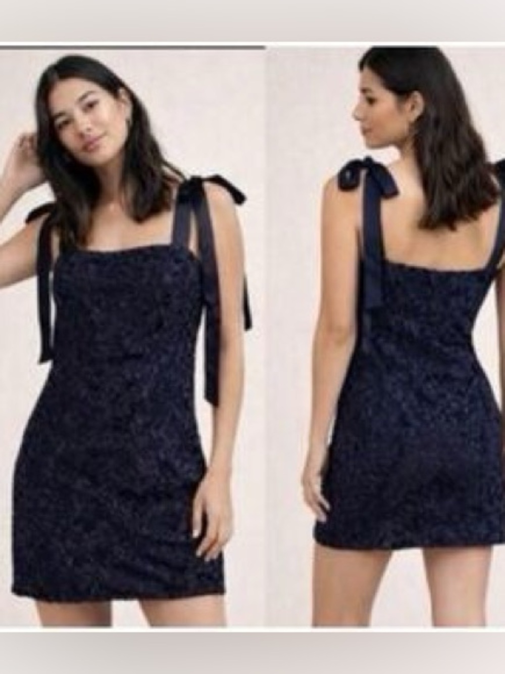 House of Harlow Women's 1960 Damask Tie Shoulder Velvet Mini Dress Navy Blue